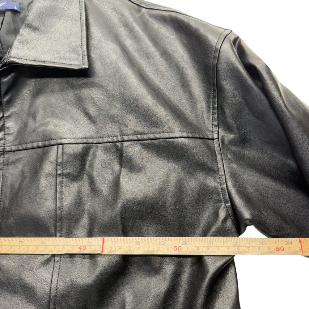 Sampeel Jacket Mens L Black Faux Leather‎ Bomber Zip Up Casual - Picture 9 of 13